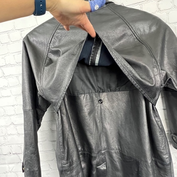 |•REAL SEAL STATE OF OKLAHOMA•| 100% Leather Vintage Trench Coat Size Large - Picture 9 of 12